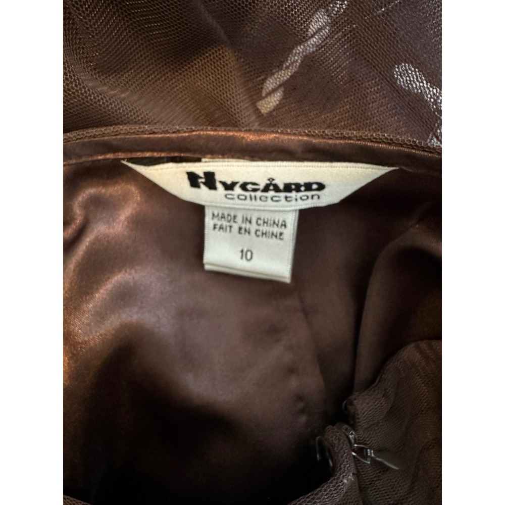 Nygard Collection Brown Mesh Embroidered Midi Skirt Pleated Waist Size 10 - Picture 8 of 8